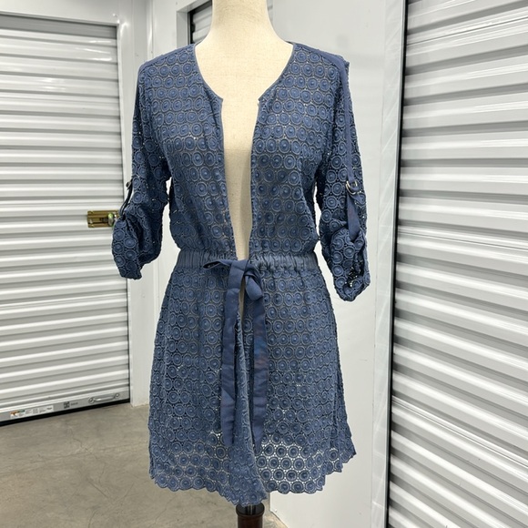 Vintage Vivienne Tam Crochet Lace  Adjustable Long Cardigan Dress n Pockets - S - Picture 4 of 16